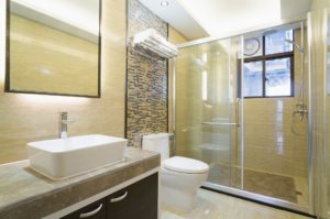 about kitchens and baths tub-less bathroom
