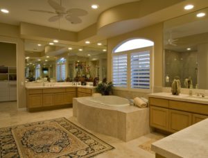 about kitchens luxurious bathroom with large centerpiece tub